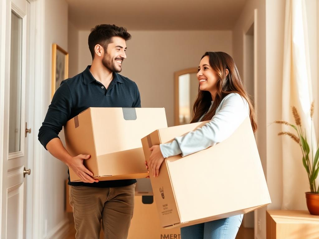 Couple moving into a new home in a new country